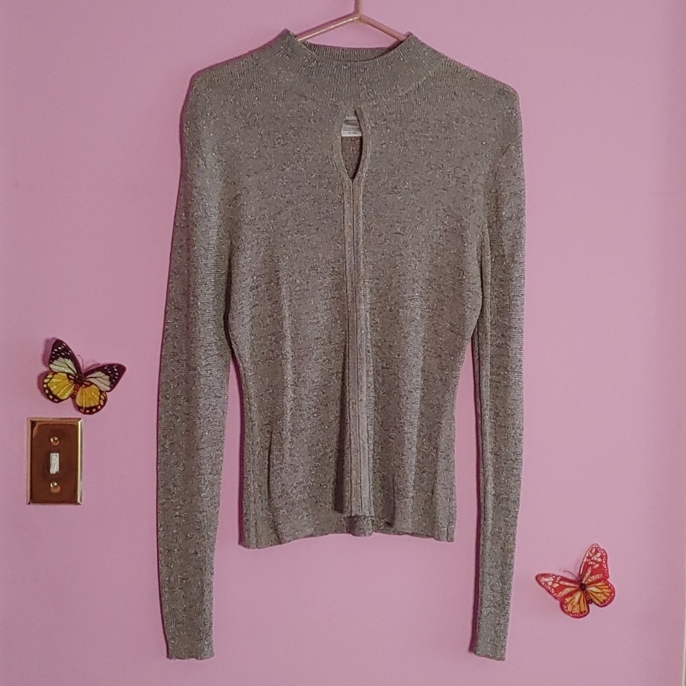 Sexy silver peak-a-boo sweater